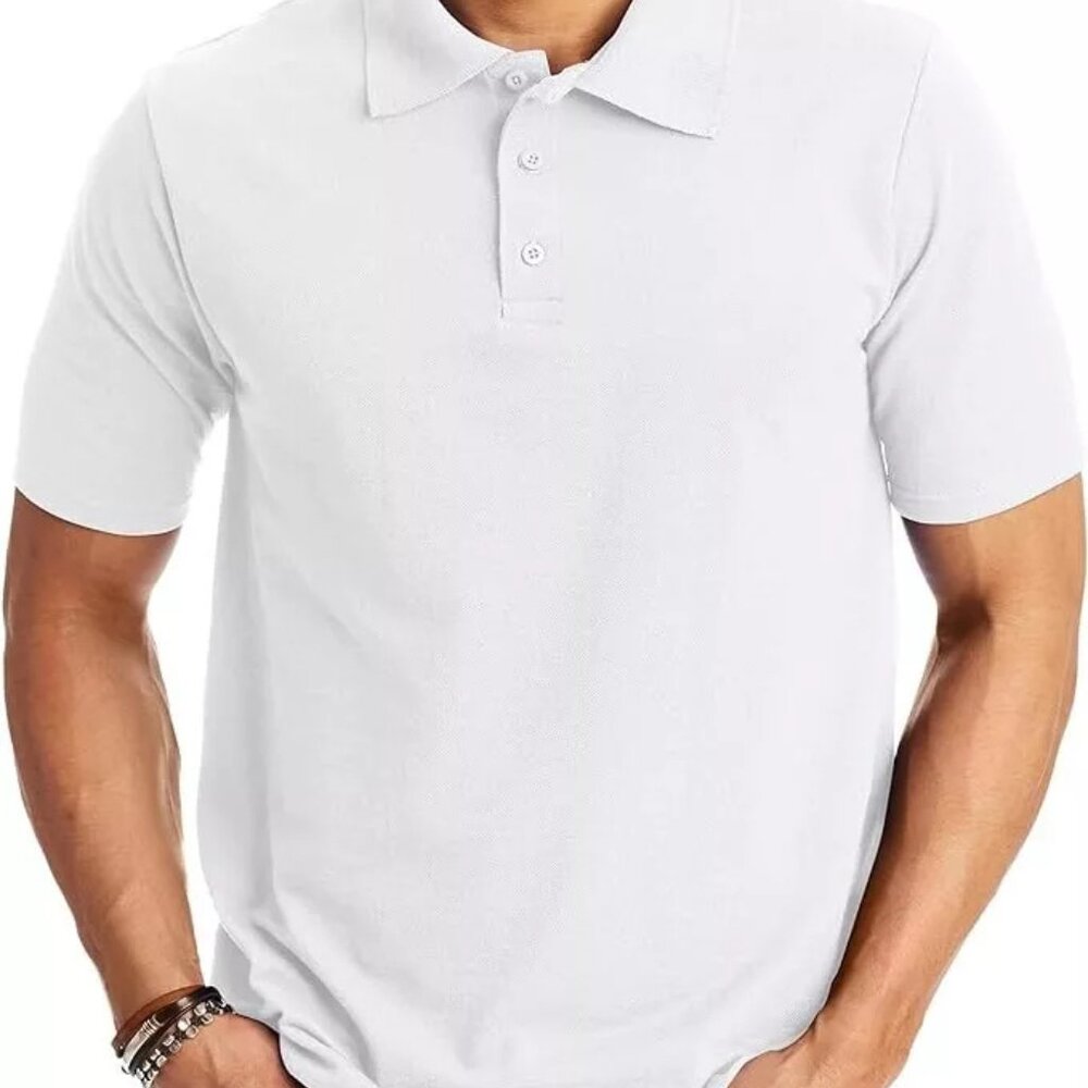 Minerals Men's Cotton Polo Shirt, WHITE, Medium, 100% Cotton